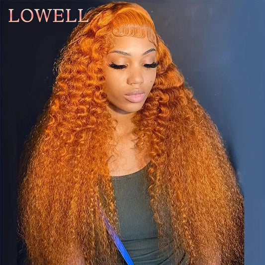 13x6 Hd Colored Ginger Orange Curly Lace Frontal Wig 13x4 Deep Water Wave Lace Front Human Hair Wigs 30inch Brazilian Preplucked