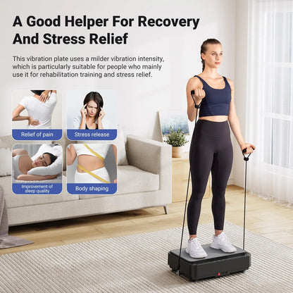 MERACH Vibration Plate Exercise Machine Vibration Plate for Lymphatic Drainage Relieve Pain Help Sleep Fat Burning Weight Loss