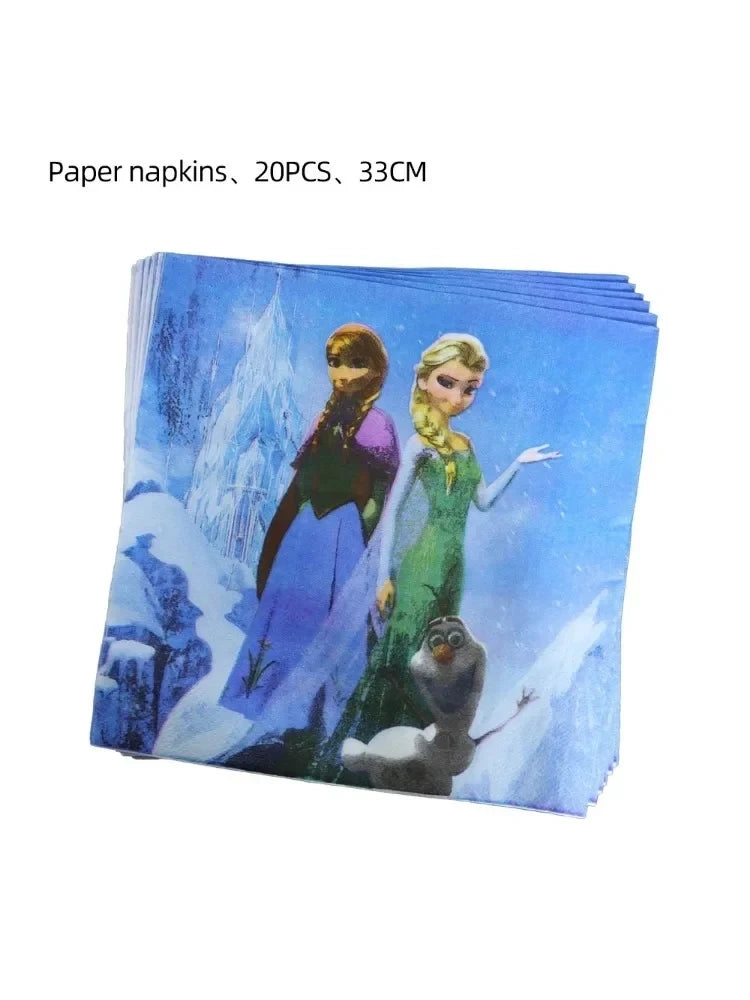 Disney Frozen Birthday Party Elsa Anna Disposable Tableware, Paper Cups, Napkins Decoration