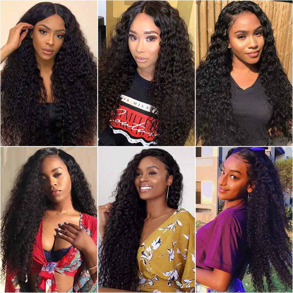 Malaysian Water Wave Bundles With Closure Wet and Wavy Curly Human Hair Bundles With Frontal Closure Remy Hair Weave Extensions