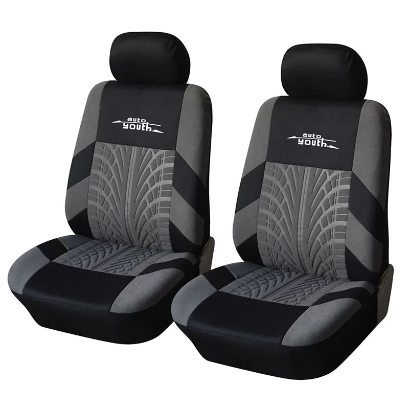 AUTOYOUTH Brand Embroidery Car Seat Covers Set Universal Fit Most Cars Covers with Tire Track Detail Styling Car Seat Protector