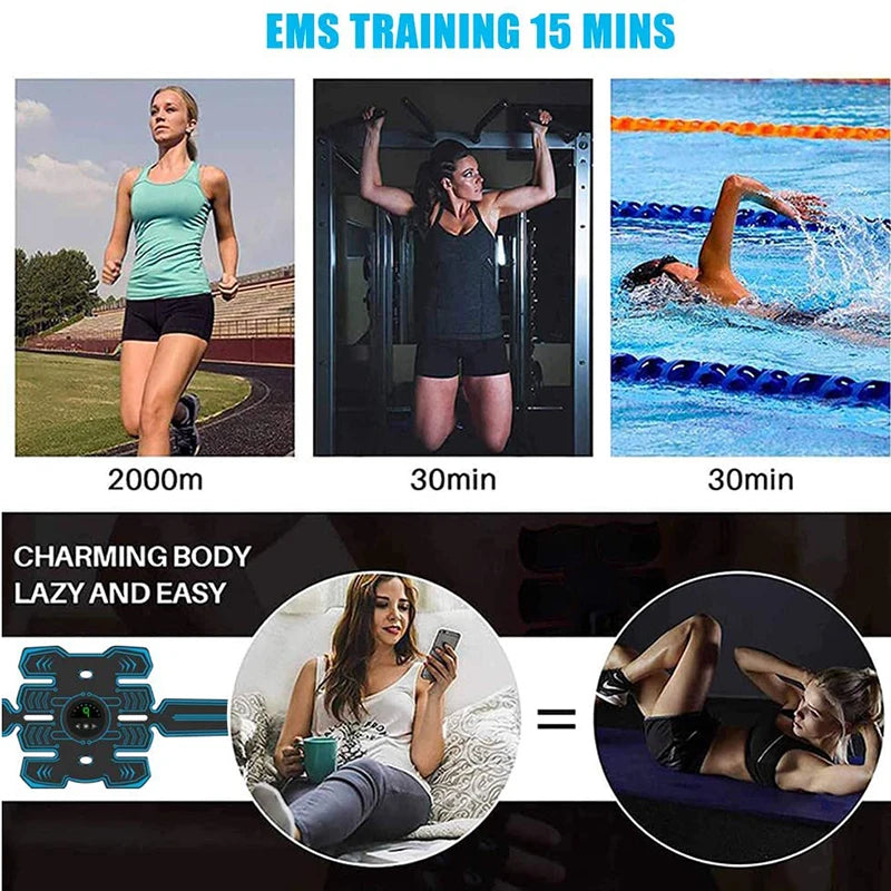 Electric Abdominal Muscle Stimulator EMS Trainer Toner Abdomen Muscle Stimulation Abs Fitness Equipment For Arm Leg Back Massage