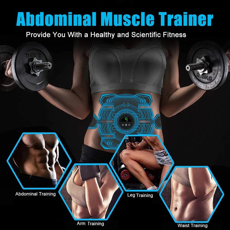 Electric Abdominal Muscle Stimulator EMS Trainer Toner Abdomen Muscle Stimulation Abs Fitness Equipment For Arm Leg Back Massage