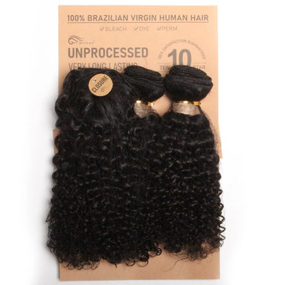 Kinky Curly Bundles With Closure Natural Human Hair Bundles Short Indian Hair Bundles With Circular Closure