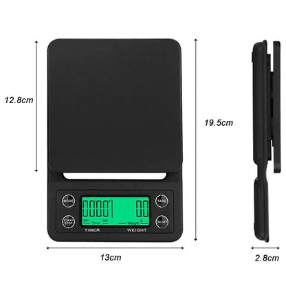 Electronic Digital Kitchen Scale Portable Coffee Scale With Timer High Precision 5kg 0.1g LCD Electronic Drip Scales