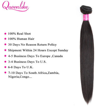 Queenlike Straight Human Hair Bundles with Closures Brazilian Raw Hair Weave Bundles With 2x6 Deep Kim Closure And Bundles