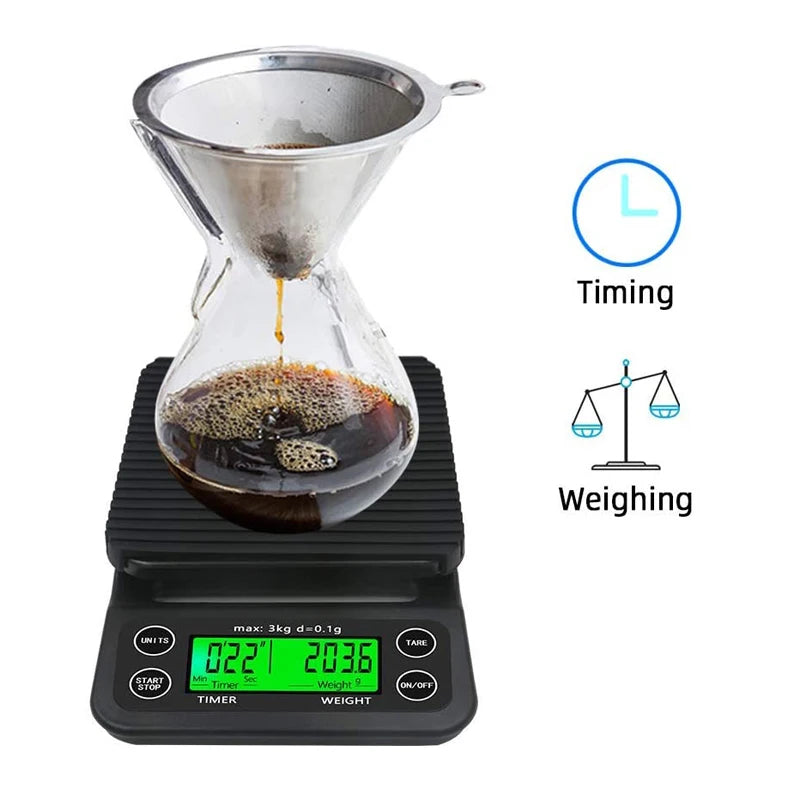 Electronic Digital Kitchen Scale Portable Coffee Scale With Timer High Precision 5kg 0.1g LCD Electronic Drip Scales