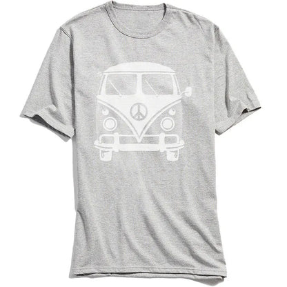 Classic Black T-shirt Men 80s Tshirt Hippie Peace Van Tops Tees for School Day Crew Neck 100% Cotton Short Sleeve T-Shirts