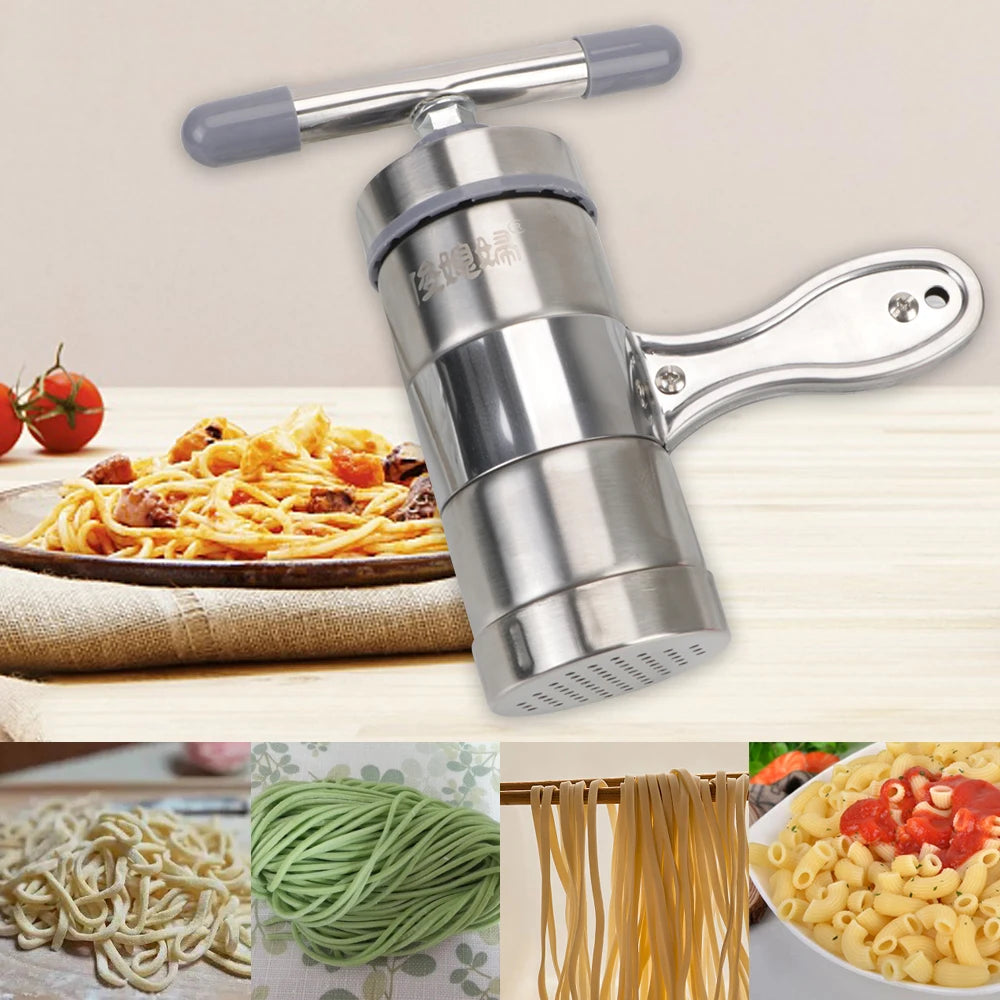 Stainless Steel Making Spaghetti Press Pasta Machine Manual Noodle Maker Fruits Juicer With 5 Pressing Moulds Multifunctional