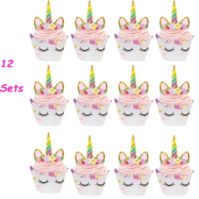 WEIGAO Unicorn Decoration Birthday Party Decor Kids Unicorn Disposable Tableware set Baby Shower Girl Birthday Party Supplies