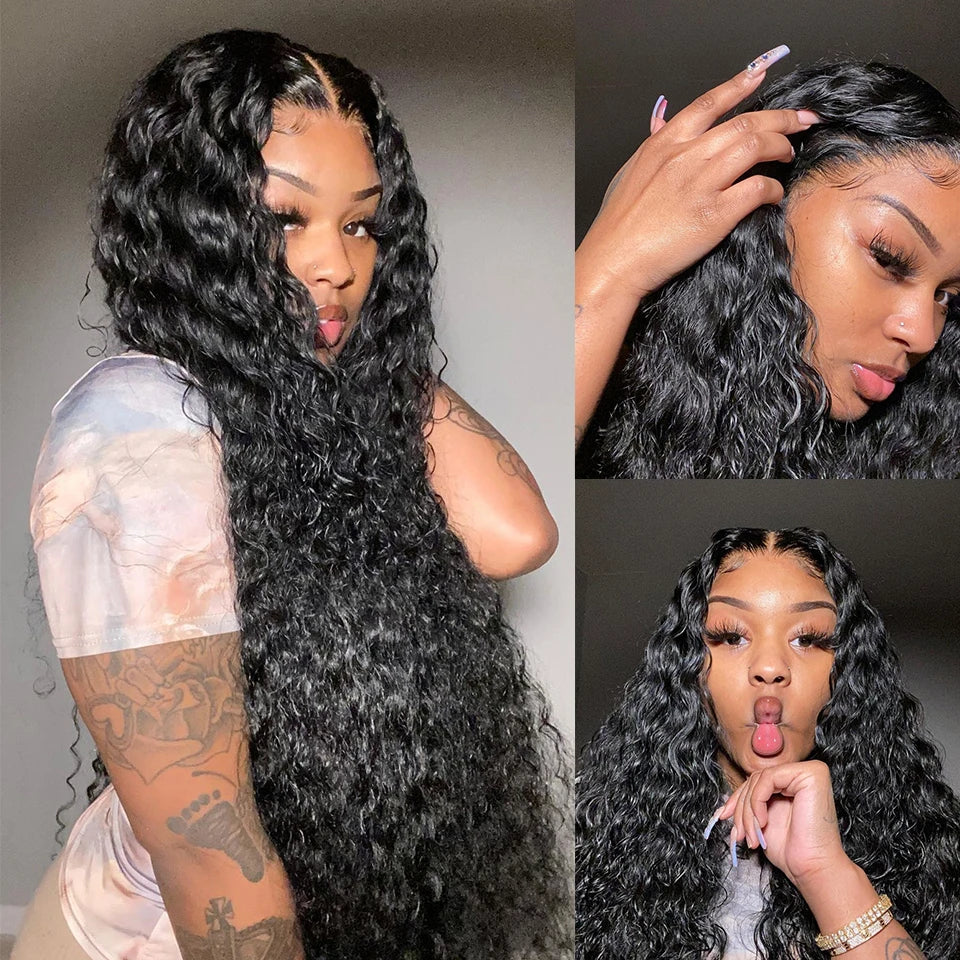 Malaysian Water Wave Bundles With Closure Wet and Wavy Curly Human Hair Bundles With Frontal Closure Remy Hair Weave Extensions