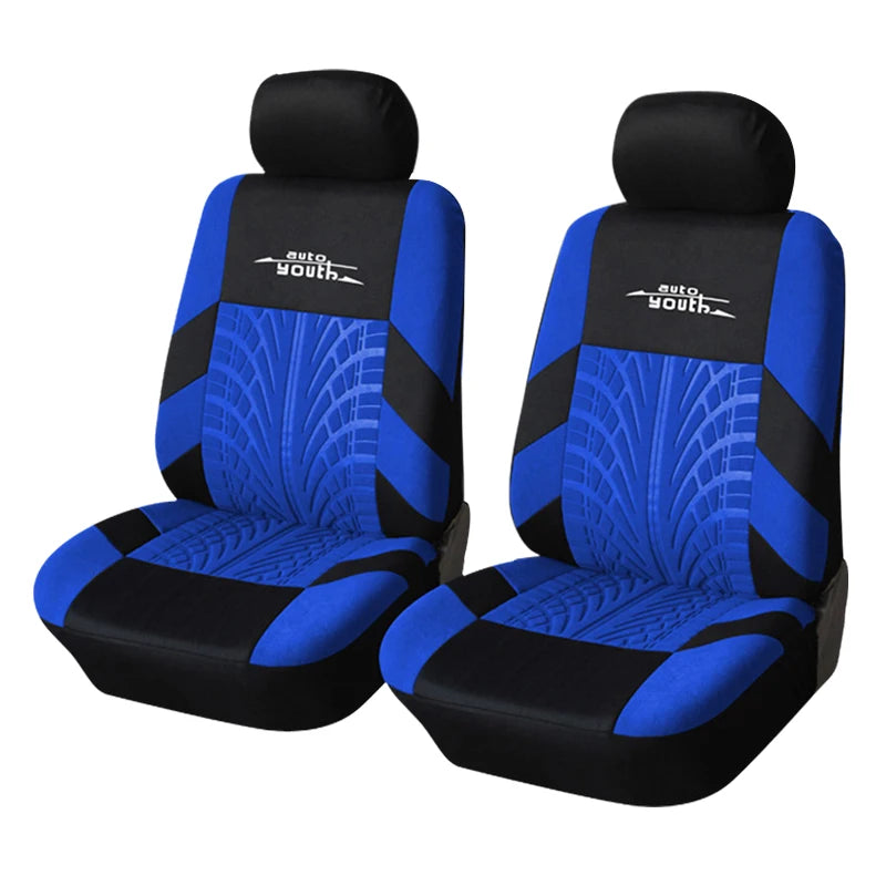 AUTOYOUTH Brand Embroidery Car Seat Covers Set Universal Fit Most Cars Covers with Tire Track Detail Styling Car Seat Protector