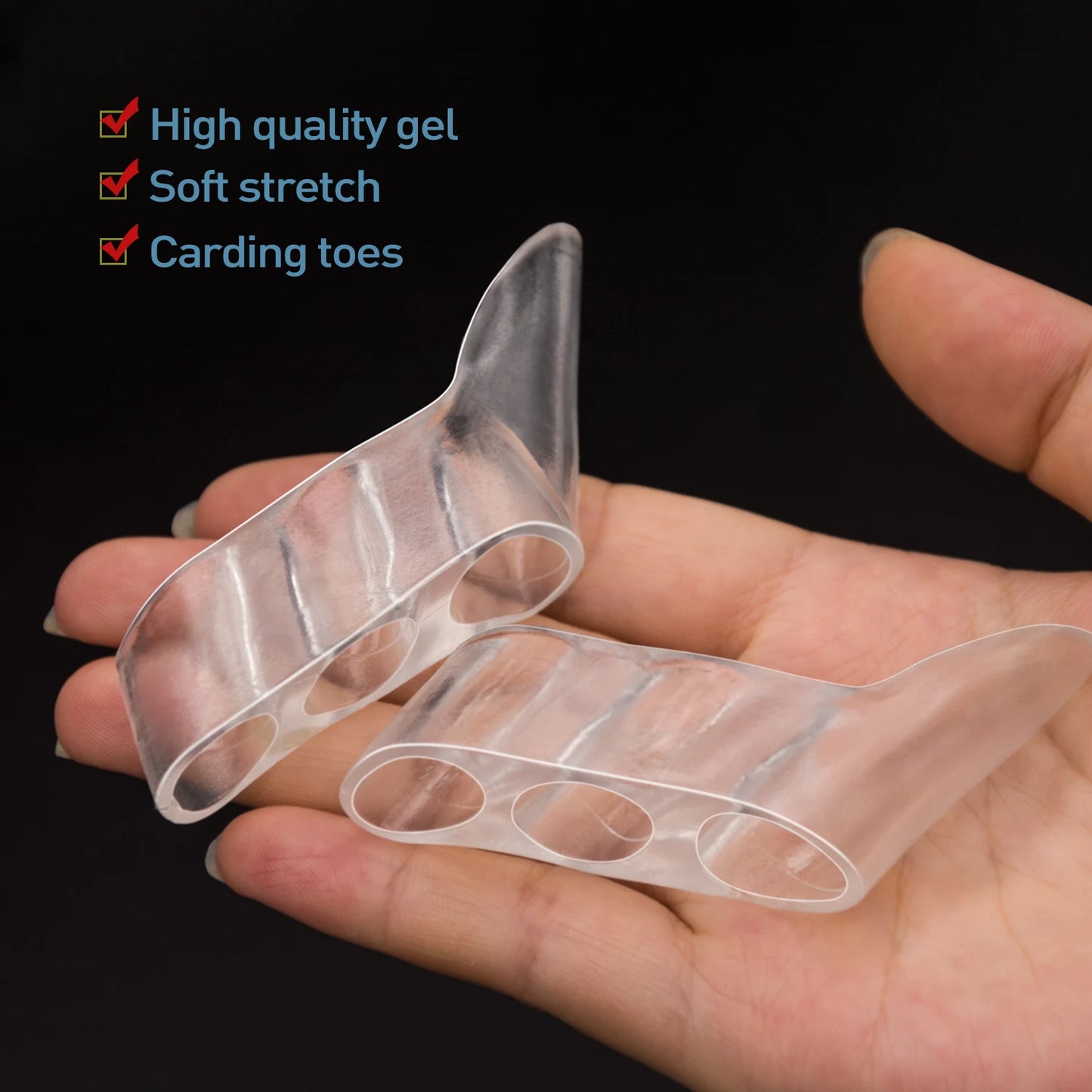 2pcs Transparent Silicone Gel Straightener Pain Relief Toe Protector Three-Hole Little Toe Bunion Foot Care Tools