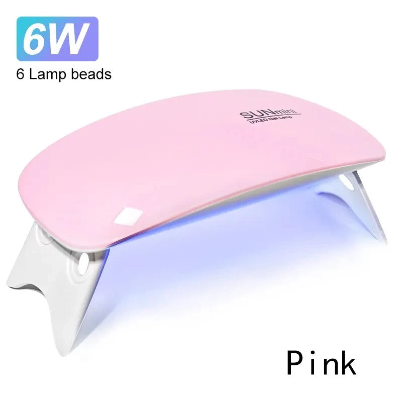 1PC 6W Mini Nail Dryer Machine Portable 6 LED UV Manicure Lamp Home Use Nail Lamp For Drying Polish Varnish With USB Cable