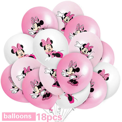 Minnie Mouse Birthday Party Decoration Girls Disposable Tableware Balloon Cups Plates Tablecloth Balloon Baby Shower Party Decor