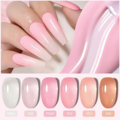 LILYCUTE 6PCS/SET 7ml Jelly Pink Nude Translucent Gel Nail Polish Set Semi Permanent Soak Off Nail Art Manicure Gel Set