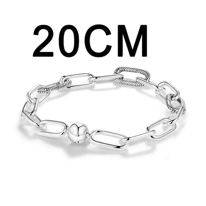 Silver Plated Me Slender Link Bracelet Fit Original PAN Me Charm Beads Diy Jewelry Gift