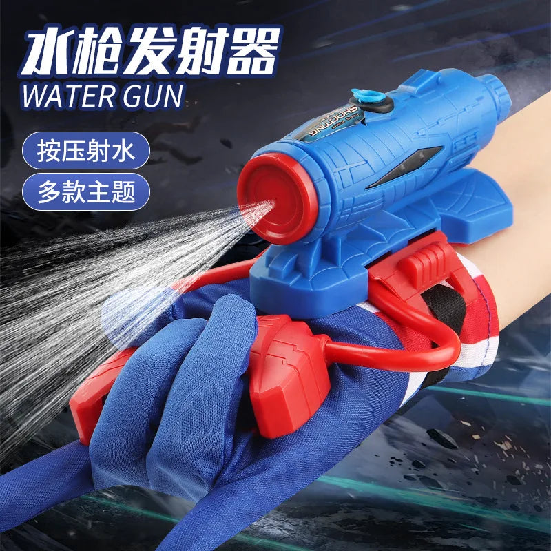 Summer New Spiderman Figure Glove Launcher Set Water Toy Kids Hero Launcher Wrist Outdoor Water Fight Toys Boy Birthday Gift