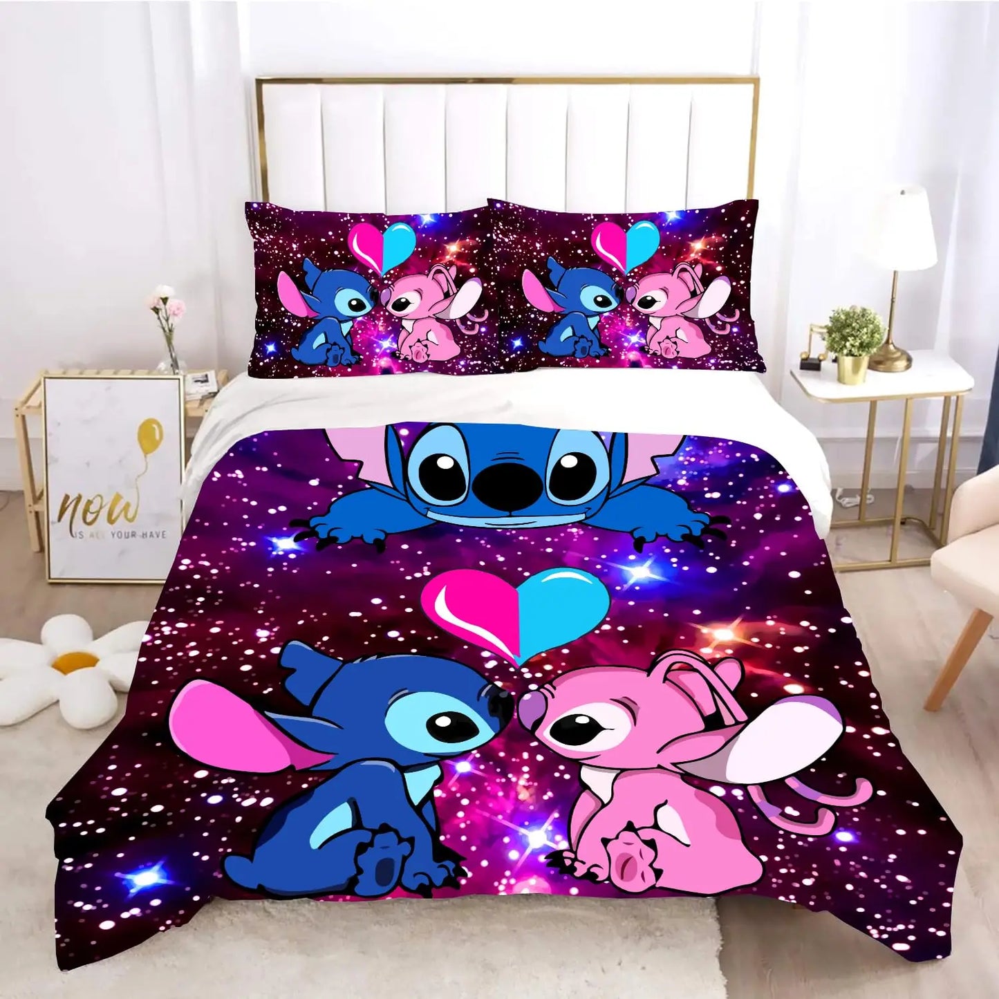 Anime Stitch Duvet Cover Comforter Cover Set Cute Bedding Set Gifts for Kids Boys Girls Home Decoration Queen King Full Size