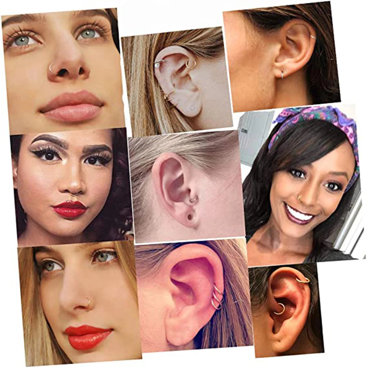 4 Pairs of Stainless Steel Circular Earrings Set, MEN'S AND WOMEN'S Circular Earrings Clip, Fashionable Earrings