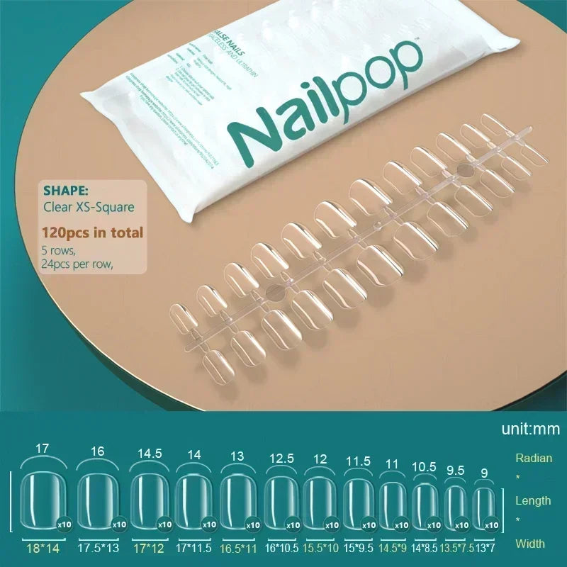 NAILPOP 120pcs Fake Nails Full Cover Press on Nails Coffin Soft Gel American Pose Capsule False Nail Tips for Extension System