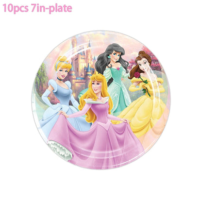 Disney Princess Party Disposable Tableware Set Plate Cup Napkin Disney Princess Birthday Party Decorations Supplies Girs Favor