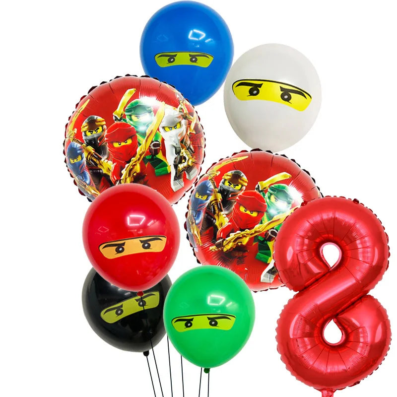 Cartoon Ninja Birthday Decorations  Paper Tableware Plate Cup Tablecloth Foil Ballons Kids Banner Cake Toppers Party Supplies