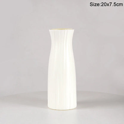 Nordic Flower Vase Imitation Ceramic Plastic Flower Vase Pot Home Living Room Desktop Decoration Wedding Centerpiece Arrangement