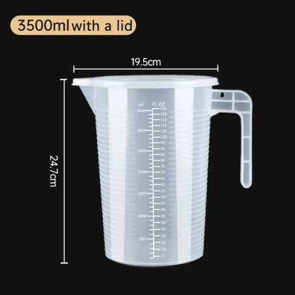 1PC Clear Graduated Measuring Cup Scale Plastic Transparent Mixing Cup Large Capacity With Lid Laboratory Beaker Kitchen Baking