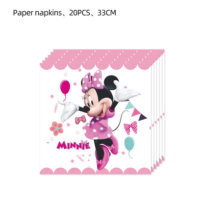 Minnie Mouse Birthday Party Decoration Girls Disposable Tableware Balloon Cups Plates Tablecloth Balloon Baby Shower Party Decor