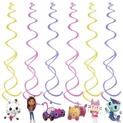 Disney Children's Birthday Party Decorative Products Gabby Doll House Theme Flag Pulling Balloon Disposable Tableware