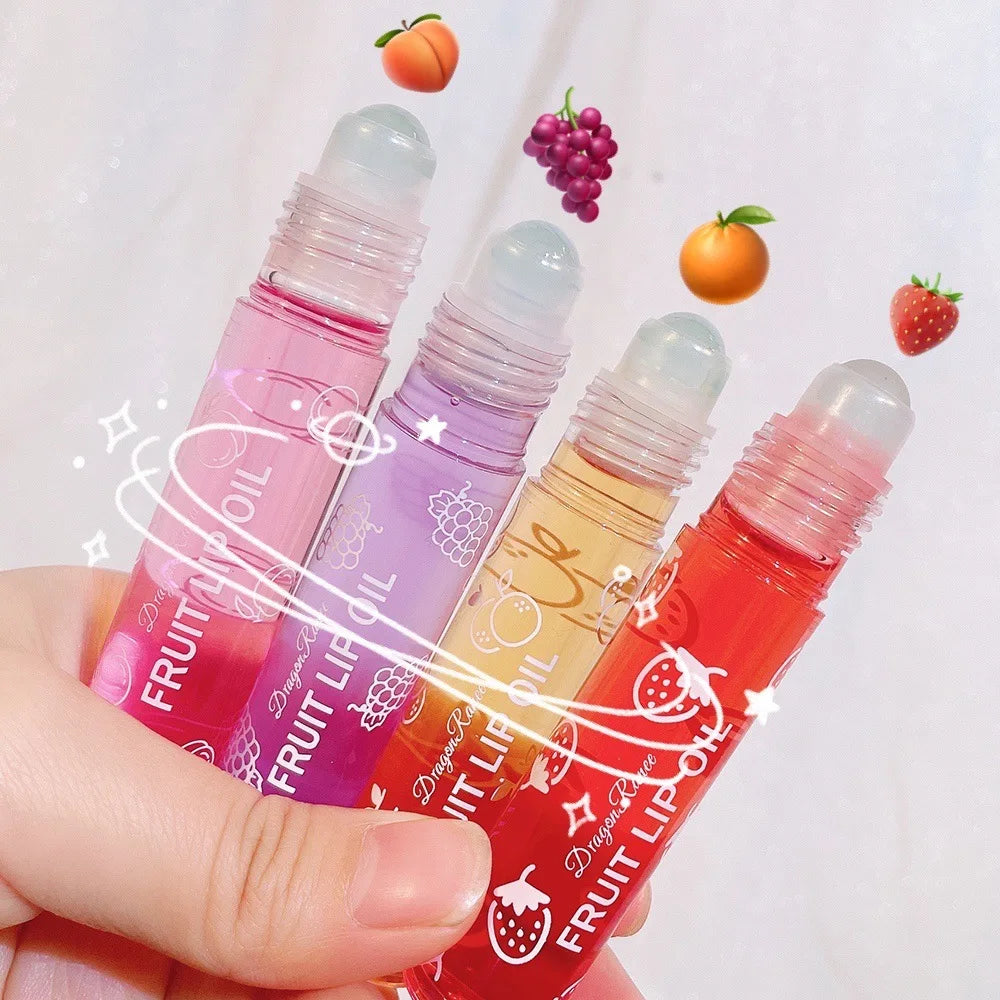 Roll-On Lip Oil, Moisturizing and Hydrating Lip Gloss, Nourishing Lip Balm Liquid for Smooth and Soft Lips, Long-Lasting Shine