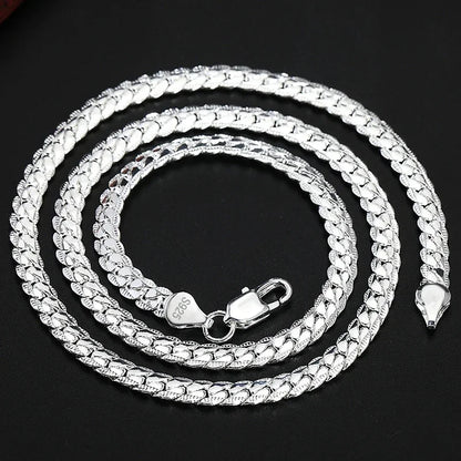 925 Sterling Silver 5MM 18K Gold Full Sideways Figaro Chain Necklace For Woman Man Fashion Wedding Engagement Jewelry Gifts