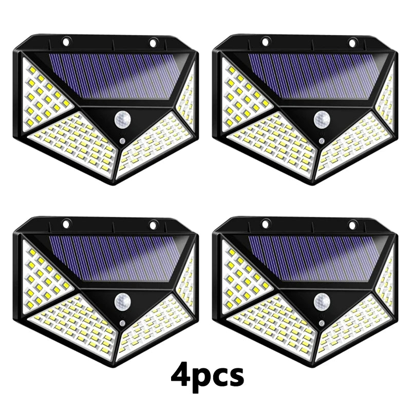 1/2/4/6/10Pcs 100 LED Wall Lights Outdoor Solar Lamp PIR Motion Sensor Solar Powered Sunlight Street Light for Garden Decoration