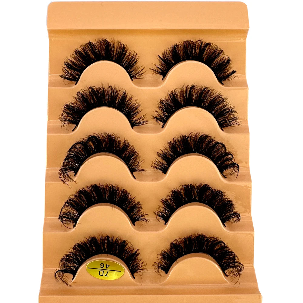 Cat Eye Eyelashes 3D Natural False Lashes D Curl Fluffy Soft Cross 5 Pairs Manga Lashes Wispy Natural Eyelash Extension Makeup