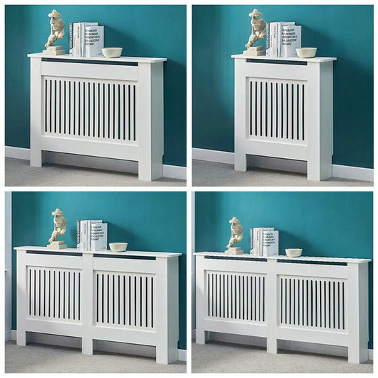 S/M/L/XL White Radiator Cover Wall Cabinet MDF Modern Wood Cabinet Grill Cover