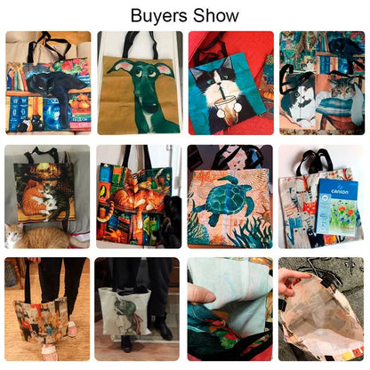 Canvas Bag Van Gogh Series Canvas Bag Oil Painting Starry Night Sunflower Apricot Flower Coffee Holder Handbag 30X35cm