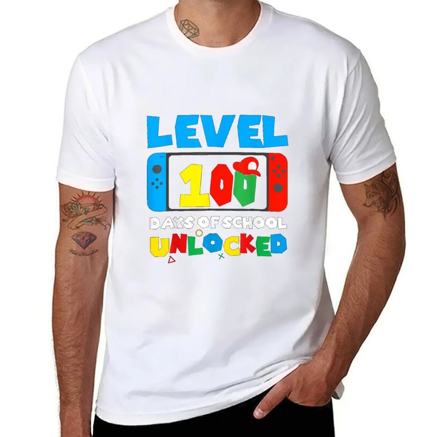 Level 100 Days Of School Unlocked Video Games Boys ghirl Gamer T-Shirt T-Shirt vintage clothes fruit of the loom mens t shirts