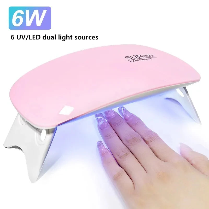 1PC 6W Mini Nail Dryer Machine Portable 6 LED UV Manicure Lamp Home Use Nail Lamp For Drying Polish Varnish With USB Cable