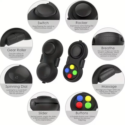 New Premium Quality Fidget Pad with 8 Fidget Functions Controller Pad Game Focus Fidget Toy Cube Relieves Stress and Anxiety Toy