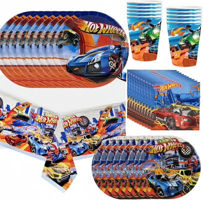 Hot Wheels Birthday Decoration Racing Car Disposable Tableware Tablecloth Plate Cup Balloon Baby Shower Kids Boys Party Supplies