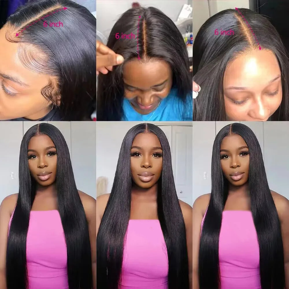 Queenlike Straight Human Hair Bundles with Closures Brazilian Raw Hair Weave Bundles With 2x6 Deep Kim Closure And Bundles