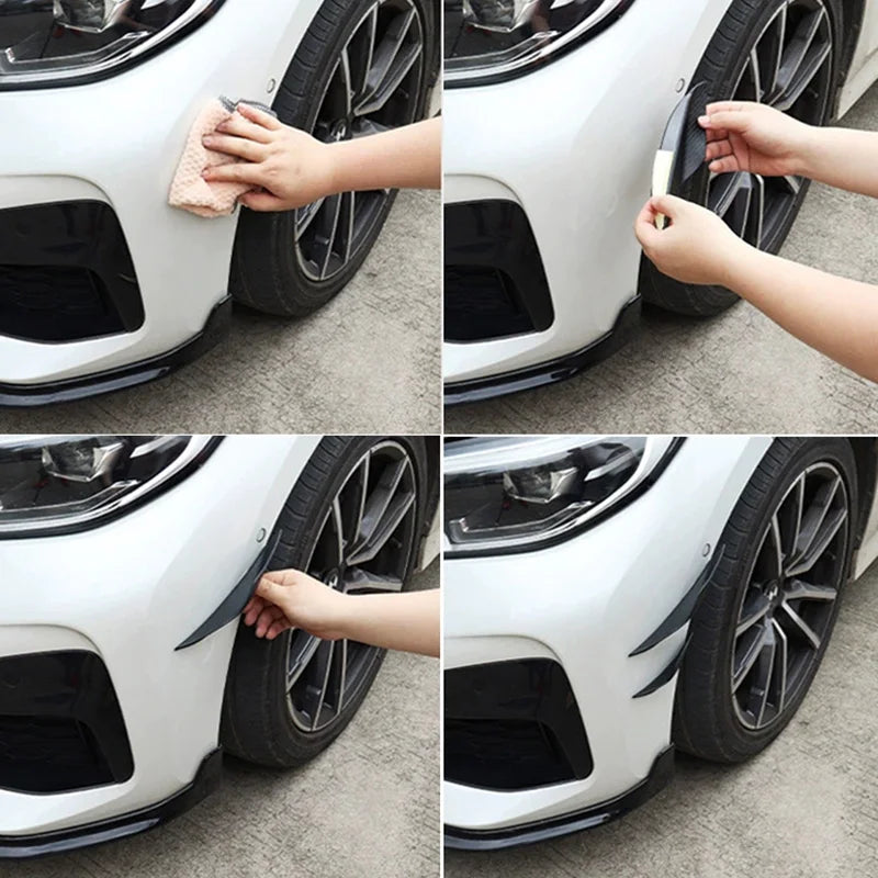 4 / 6pcs Rubber Car Front Bumper Lip Protector Universal Rear Diffuser Black Carbon Fiber Spoiler Splitter Wing Protection Guard