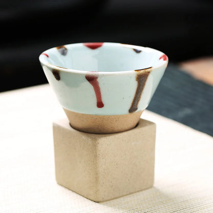 1PC Japanese Style Retro Ceramic Coffee Cup Rough Pottery Tea Cup Latte Pull Flower Porcelain Cup Pottery Mug For Home Office