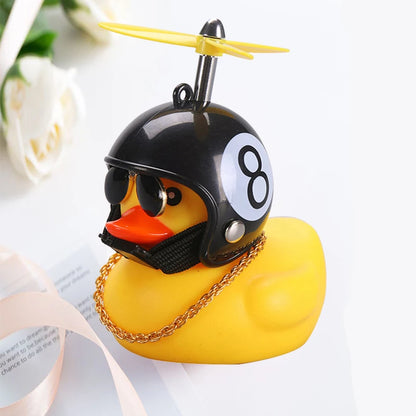 Car Duck With Helmet Broken Wind Pendant Small Yellow Duck Road Bike Motor Helmet Riding Cycling Accessories Without Lights