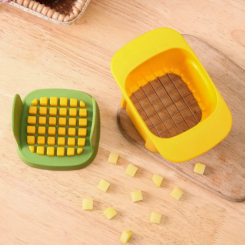 2-in-1 Vegetable Chopper Dicing Slitting Tool Hand Pressure Potato Carrot Onion Dicer Slicer Chopper Chips Cutting Box Gadgets