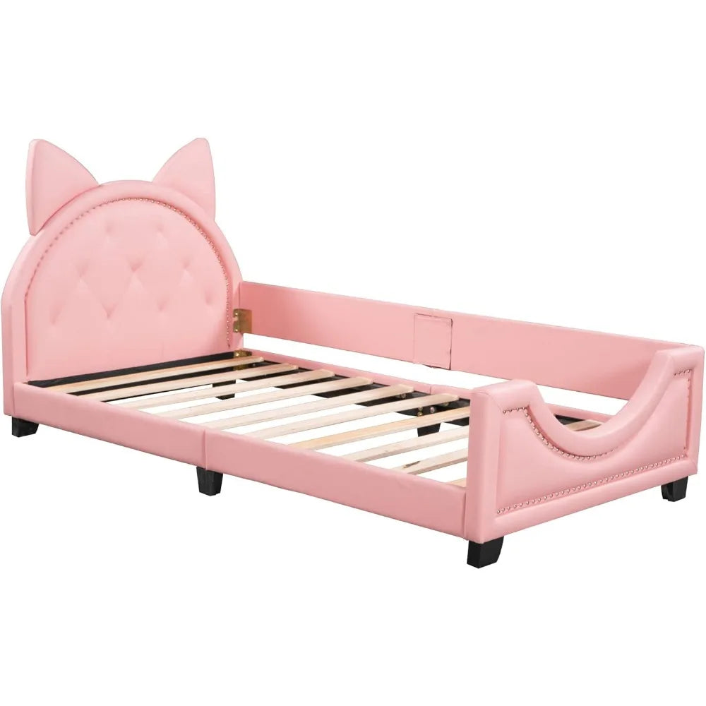 Bed Frame, Twin Size Wood Platform Bed Frame, with House-Shaped Headboard for Boys Girls Kids Toddle, Children Beds