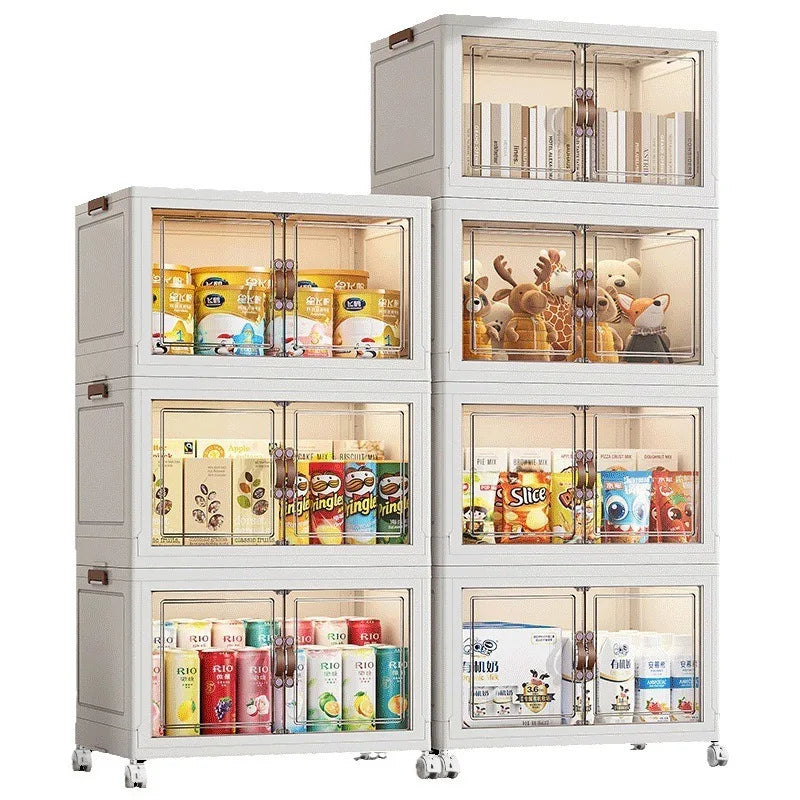 3/4/5 Layers Multifunction Folding Living Room Cabinet Closet Organizer With Wheel Stackable Sundries Large Capacity Storage Box