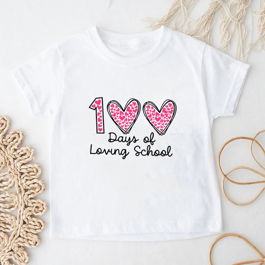 100 Days of Loving Pre-K Toddler Shirt Student Cute Kids 100 Days of School T-Shirt Pre-k Girls Shirt Happy 100th Day of School