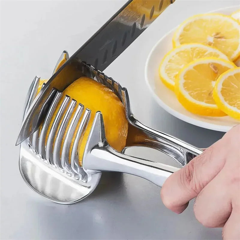 Lemon Slicer Small Multifunctional Hand Clip Tomato Slicer Stainless Steel Fruit Slicing Tool Manual Slicer Kitchen Supplies